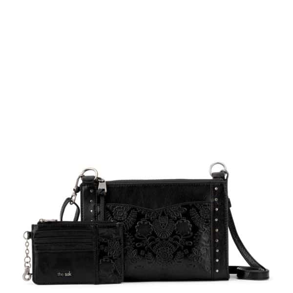 Sanibel Leather Crossbody and Card Case Black