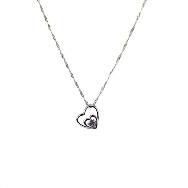 Silver Plated Ornamental Heart Pendant Necklace