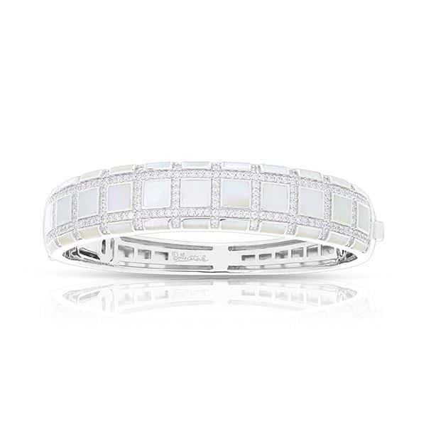 Belle Etoile Round Cubic Zirconia studded White Background Regal Bangle - 925 SS-Medium size