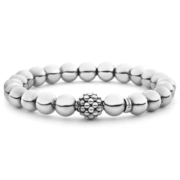 Silver Bead CAVIAR Bracelet Size Medium