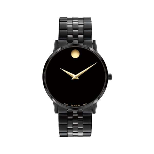 Movado Museum Classic Gents. Black PVD Case and bracelet. Black Dial
