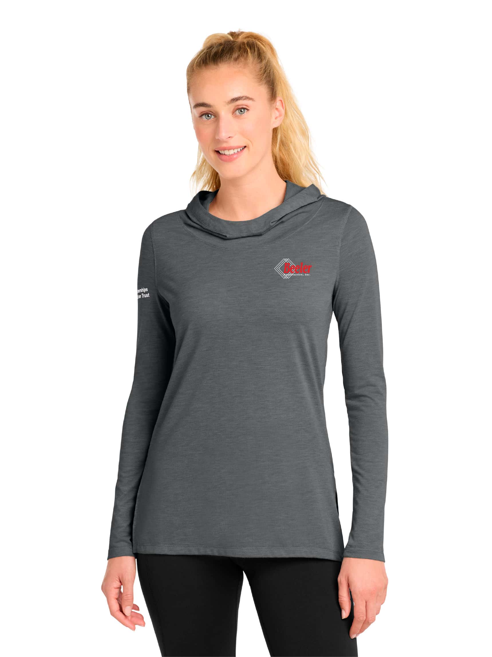 Sport-Tek Ladies PosiCharge Tri-Blend Wicking Long Sleeve Hoodie