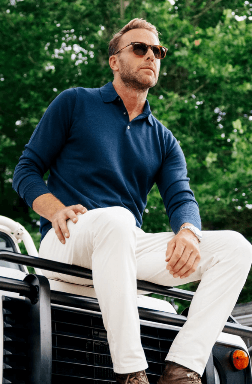 Collars & Co Bellagio Three Button Long Sleeve Merino Polo